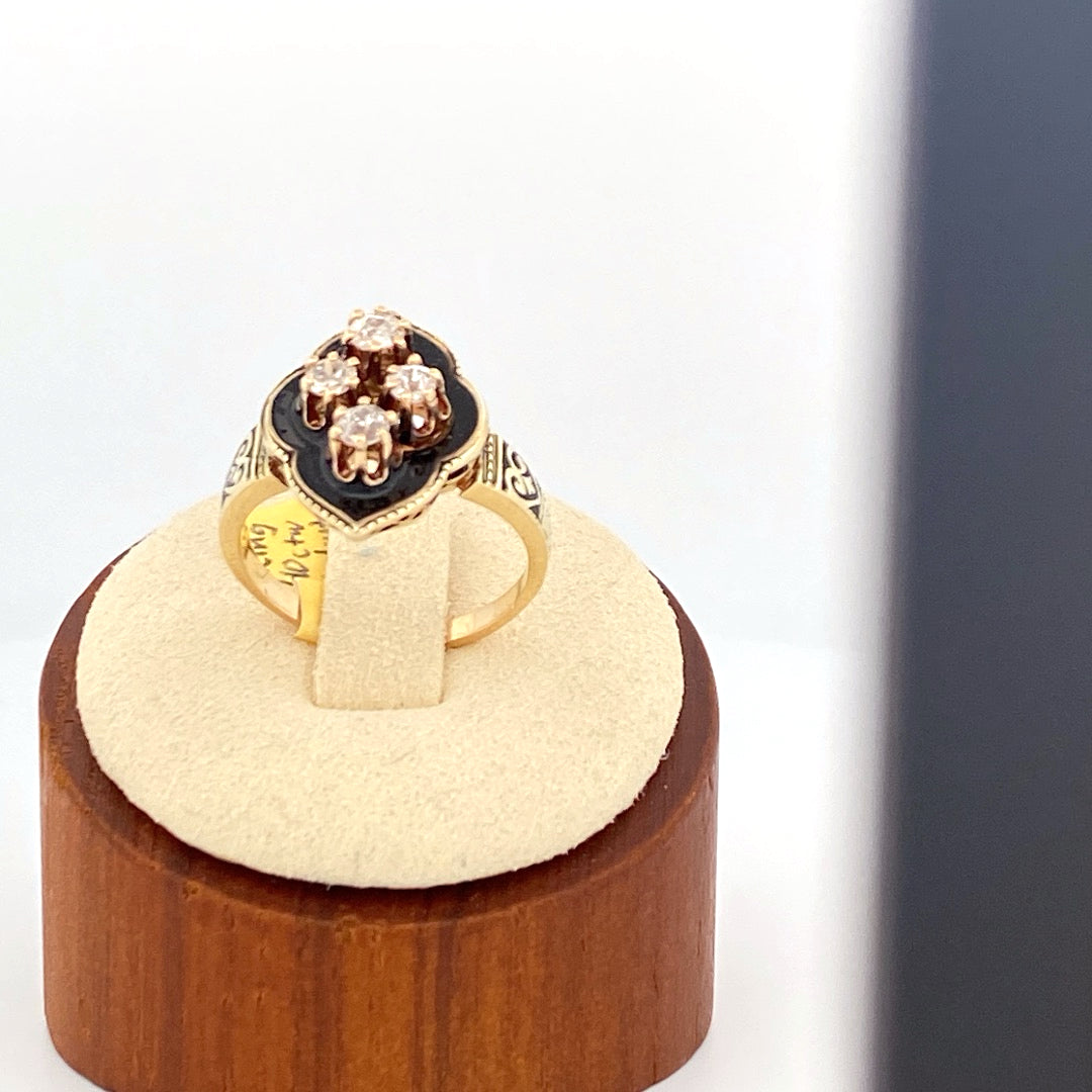 Unveiling a Vintage Treasure: Antique Diamond &amp; Black Enamel Ring (On Consignment)